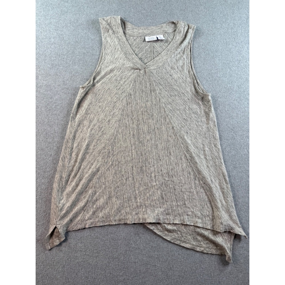 Sigrid Olsen Linen V-Neck Swing Tank Top Heather Gray Knit Sleeveless Large